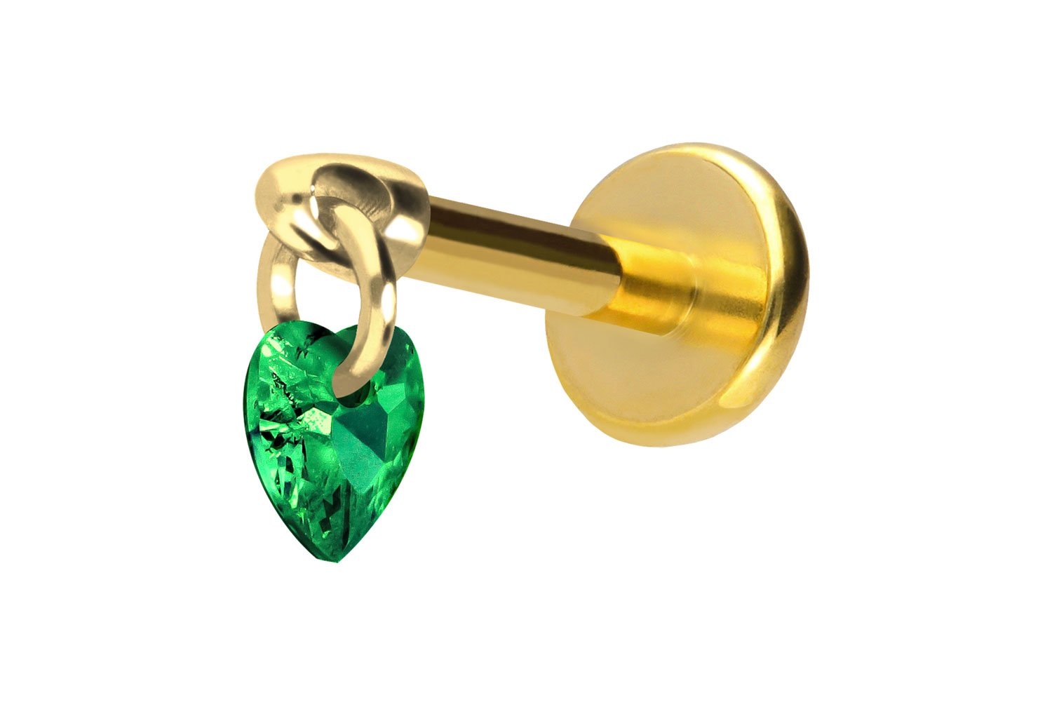 Titan Labret Piercing mit Push Fit KRISTALLHERZ